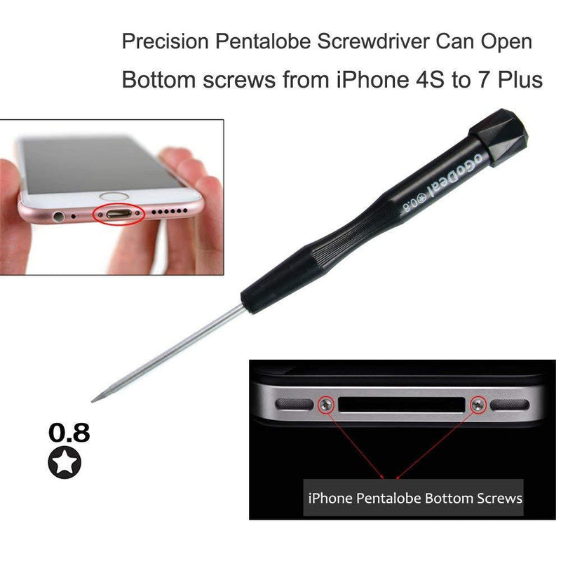 Precision Pentalobe Screwdriver Set P2 P5 P6 5-Point 5-Star 0.8 mm, 1.2 mm & 1.5 mm 3Pcs Pentalobe Screwdriver Bits Or Ts1 Ts4 Ts5 for Apple iPhone MacBook Pro, Air Retina Pentalobe Screwdriver