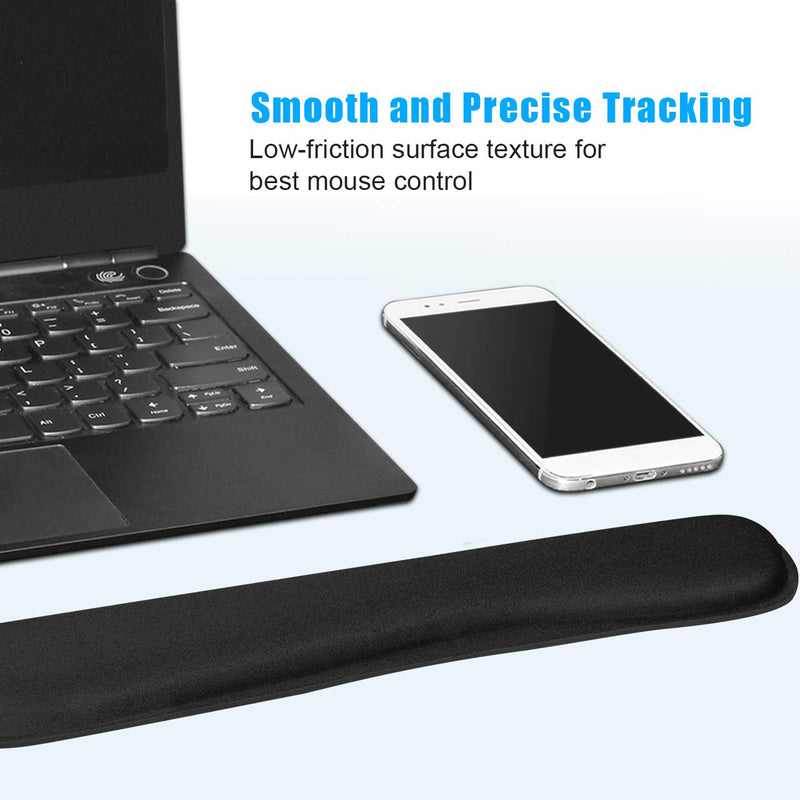 QINGLER Keyboard Wrist Rest Pad 2 Pack, Memory Foam Computer Keyboard Pad, Easy Typing and Pain Relief for Computer, Laptop, Office, 17.3 x 3.5 in, Black