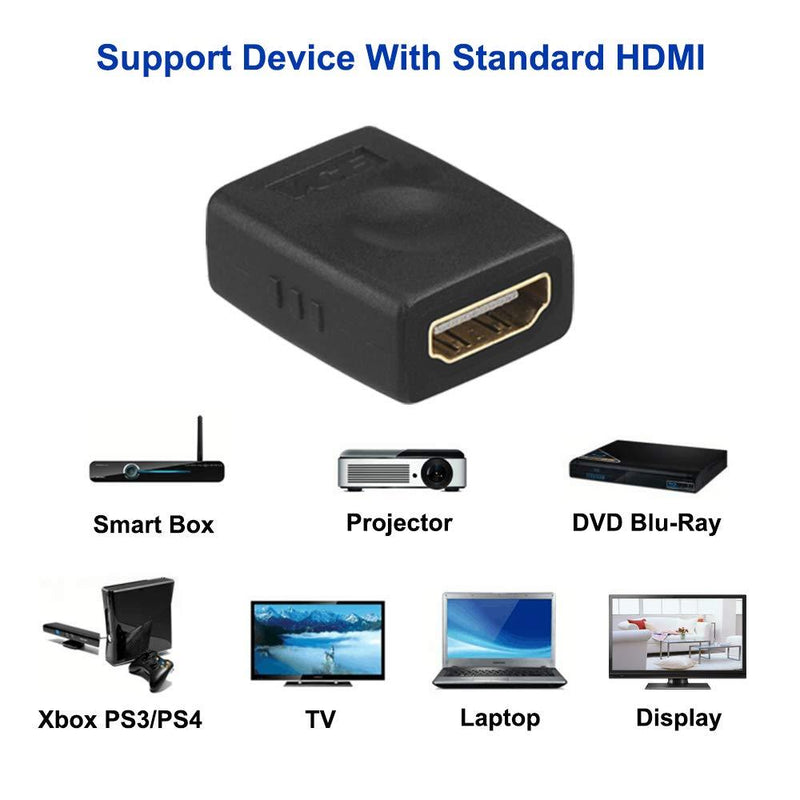 VCE HDMI Female to Female Coupler, Gold Plated High Speed HDMI Adapter Double Female HDMI Connector Support 3D 4K 1080P HDMI Cable Extender