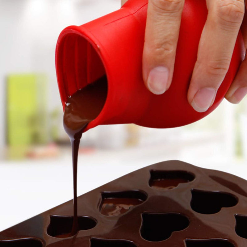 DD-life 3 Pcs Silicone Chocolate Melting Pot, Butter Sauce Milk Microwave Baking Pouring Tool Blacl+Green+Red