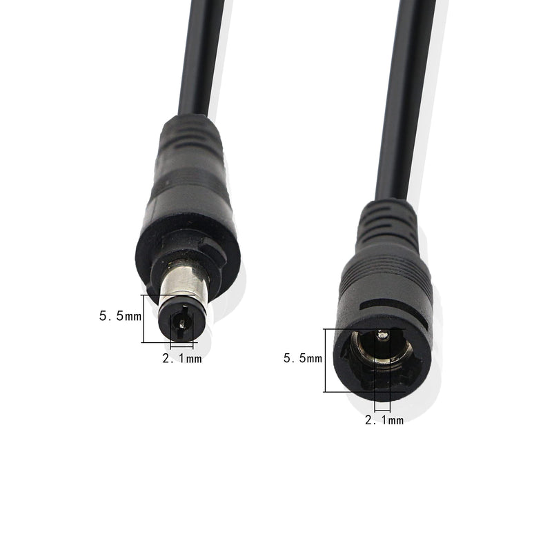 PNGKNYOCN 25cm DC Power Pigtail Cable, 12V 5A 5.5 mm x 2.1 mm Male and Female Barrel Jack with Lock to Prevent Falling 18AWG Cable for CCTV Security Cameras and LED Lighting (2-Pack)