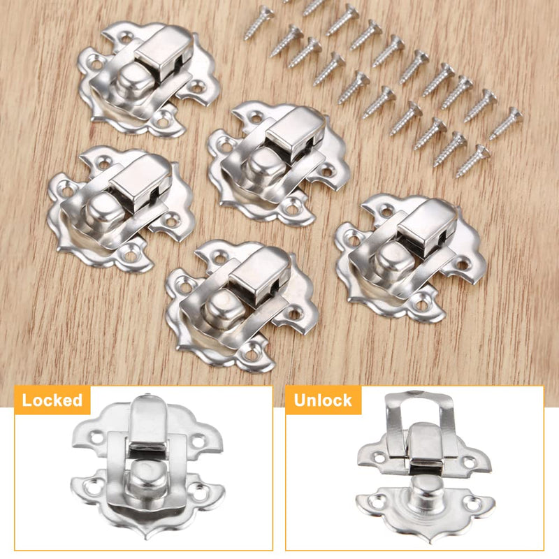 Decorative Hasp Latch, Yetaha 10PCS Iron Cabinet Hasp for Jewelry Wooden Box Case Drawer Hasp Latch Buckle, with 40 Mounting Screws (Silver) Silver