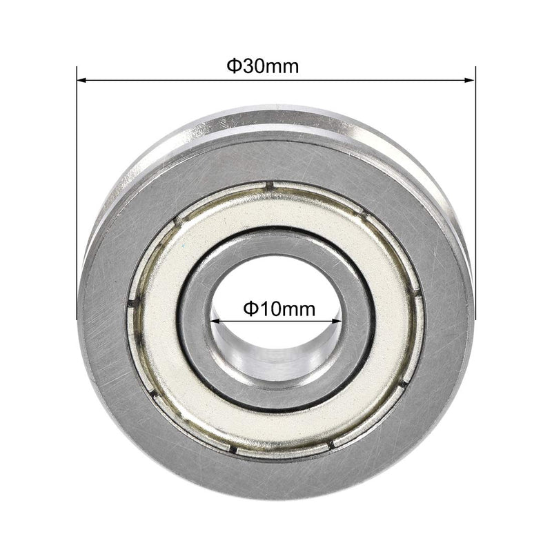 uxcell V6000ZZ V-Groove Shaped Bearing 10x30x8mm Double Metal Shielded Chrome Steel Roller Guide Bearing 2pcs
