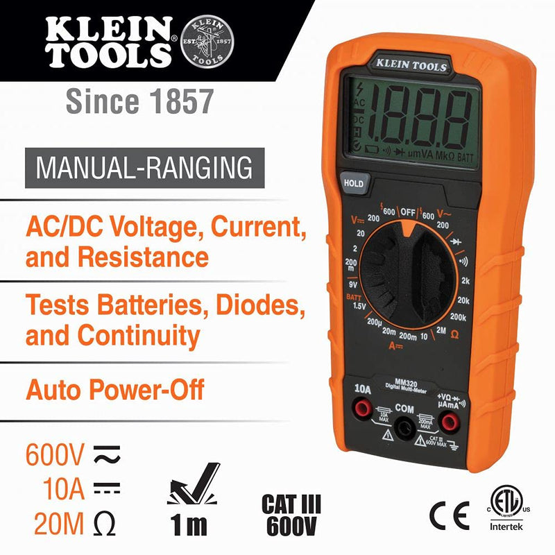 Digital Multimeter Premium Electrical Test Kit with Non-Contact Voltage Tester, Receptacle Tester, Test Leads Klein Tools 69355