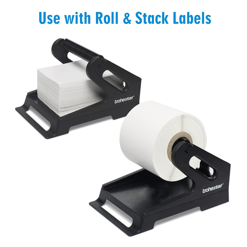 Trohestar Thermal Label Holder for Rolls and Fanfold Labels Work with Desktop Label Printer (Black) Black