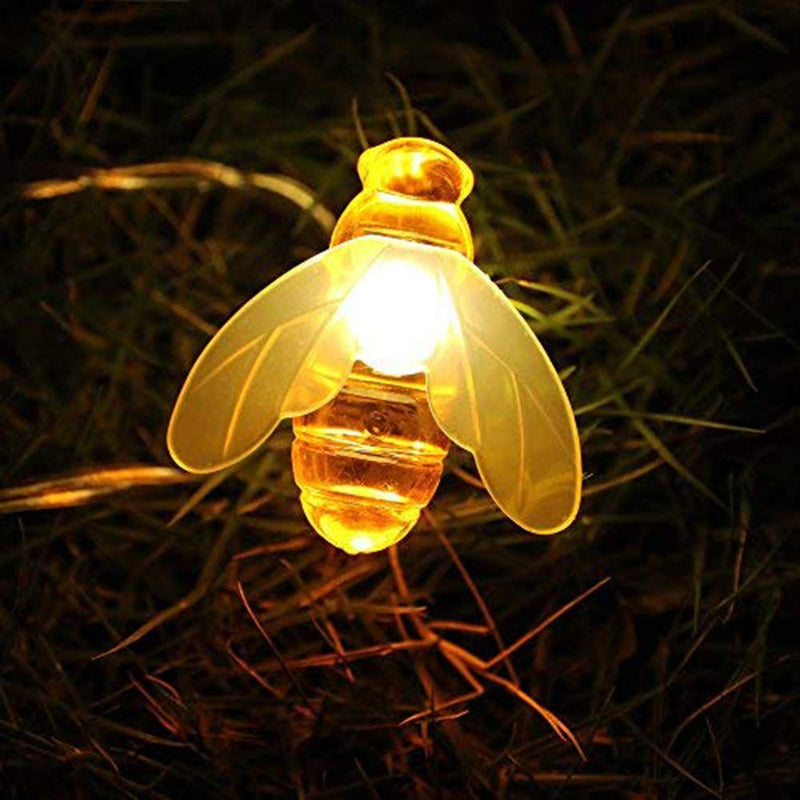 Honeybee Fairy String Lights, ER CHEN 10Ft 20 LED Honeybee Battery Power Led String Lights for Party, Wedding, Xmas, Decoration, Gardens, Patios, etc. Battery Powered