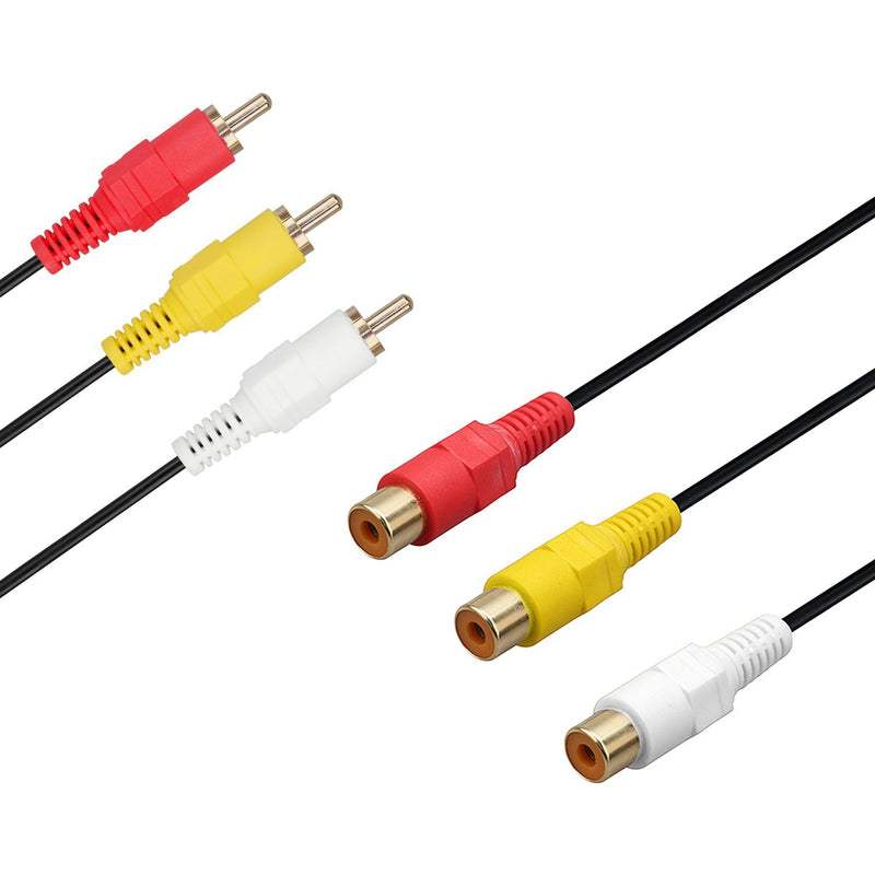 RCA Extension Cable - Gold Plated 3 RCA Male to 3 RCA Female Audio Video Extension Cable 3RCA Male to Female Audio Composite Extension Video Cable DVD CD AV TV (15ft/4.5m) 15ft/4.5m