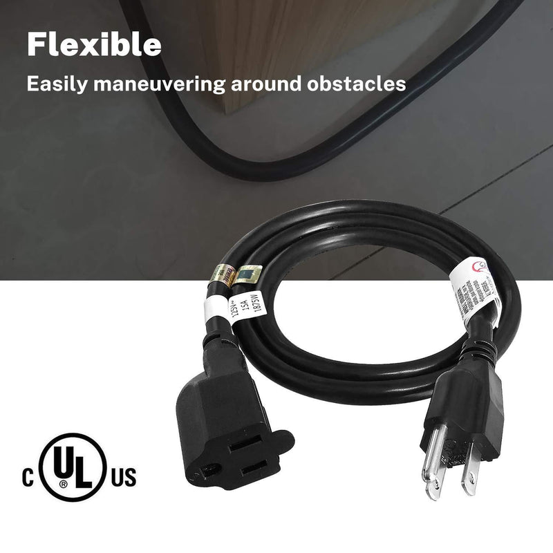FIRMERST 1875W Heavy Duty Extension Cord 3 Feet 14 AWG 15A Black UL Listed