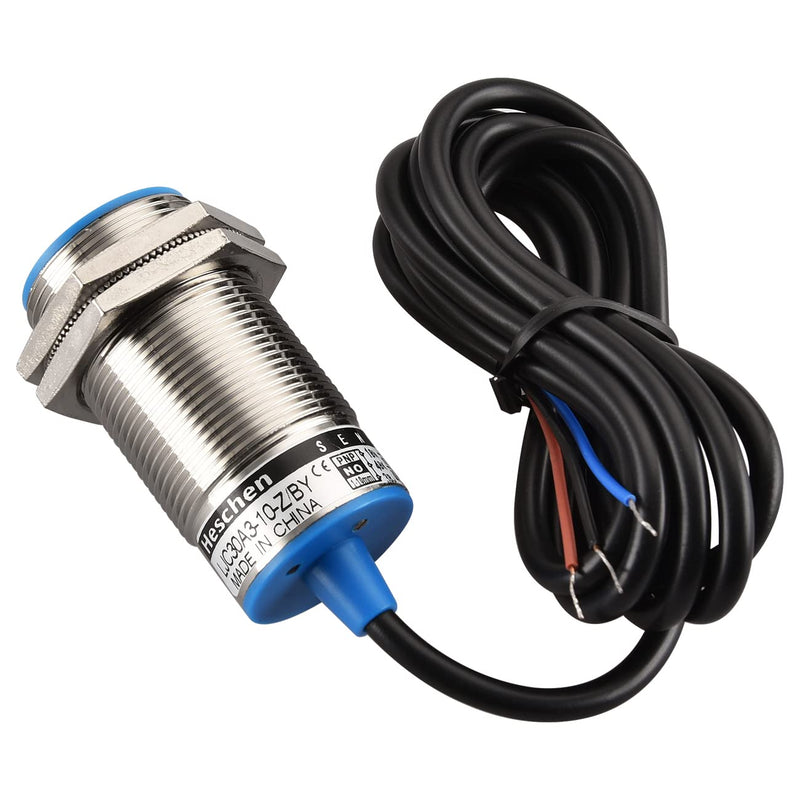 Heschen M30 Capacitive Proximity Sensor Switch Shield Type LJC30A3-10-Z/BY Detection 1-10mm 10-30VDC 200mA PNP Normally Open(NO) 3 Wires