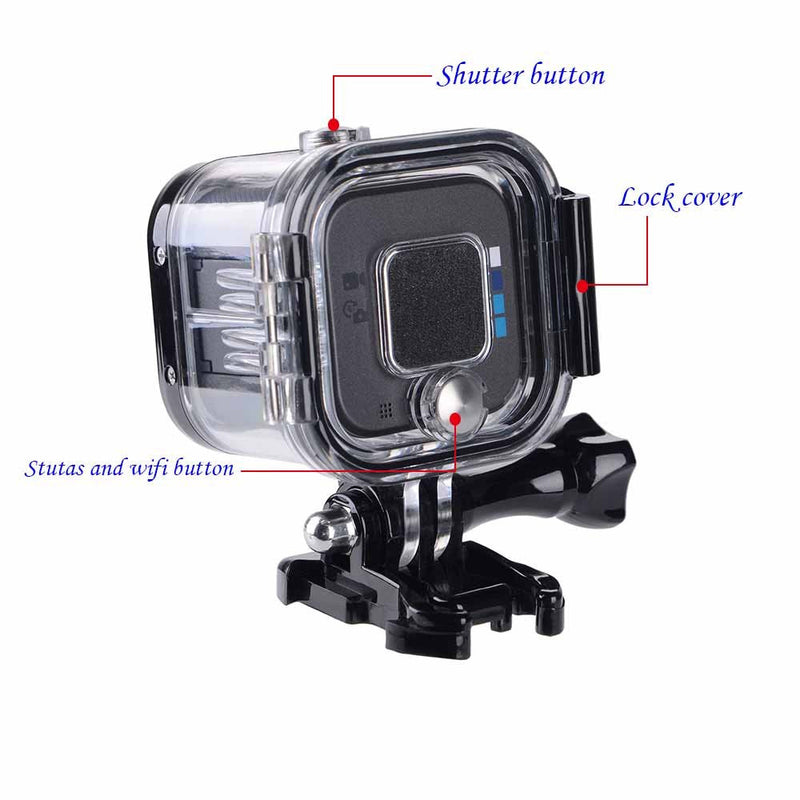 Suptig Replacement Waterproof Case Protective Housing for GoPro Session Hero 4session, 5session Outside Sport Camera for Underwater Use - Water Resistant up to 196ft (60m)