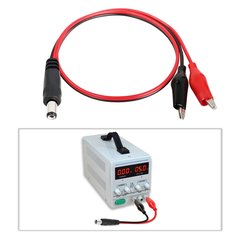 PNGKNYOCN Alligator Clip Jumper Probe to DC 5.5x2.1mm Male and Female Test Wre 18AWG Adapter Red and Black Wire Alligator Clip Test Wire 50 cm for Testing The Circuit ( DC Male +DC Female)