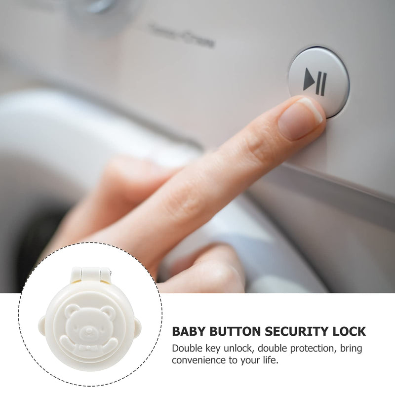 DOITOOL Children Safety Button Security Lock, 4Pcs Child Proof Car Washing Machine Computer Key Start Protection Cover, Baby Safety Prevent Pressing Device for Stove Refrigerator Washer (White)