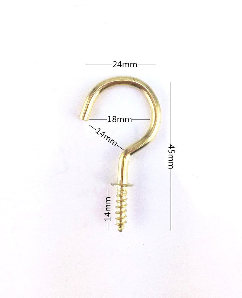yueton 50pcs Metal Screw-in Ceiling Hooks Cup Hooks (Gold)