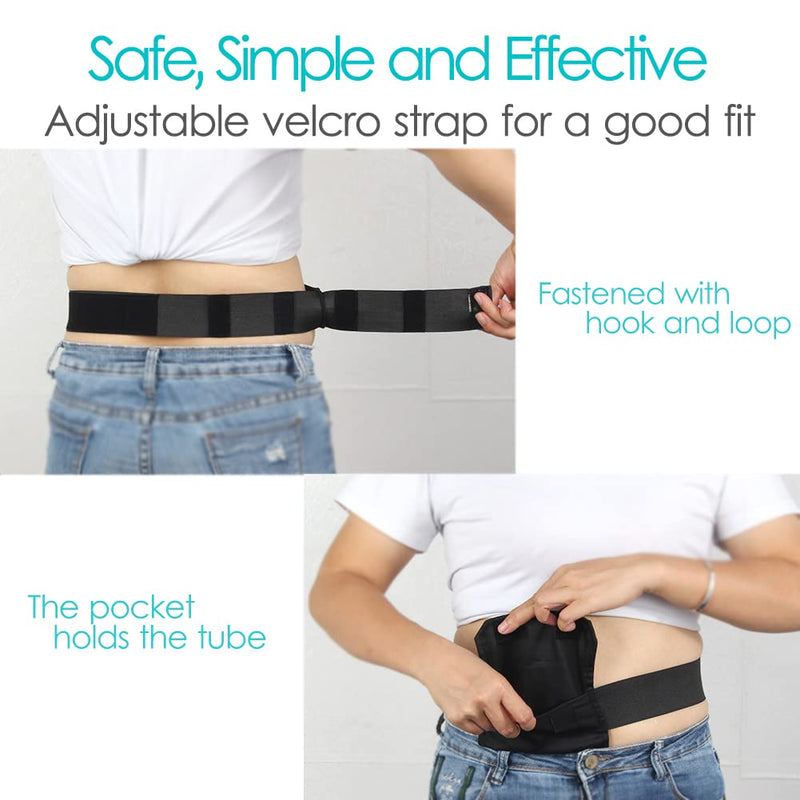 [2 Pack] Peritoneal Dialysis Belt Comfortable Cotton PD Catheter G-Tube Feeding Tube Peg Holder Dialysis Accessories for Stomach Women Men Adults Black Medium (Pack of 2)