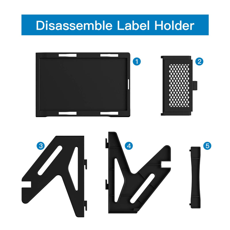 Jiose Label Holder, Thermal Label Holder for Rolls and Fan-Fold Labels, Work with Desktop Label Printer (Black)