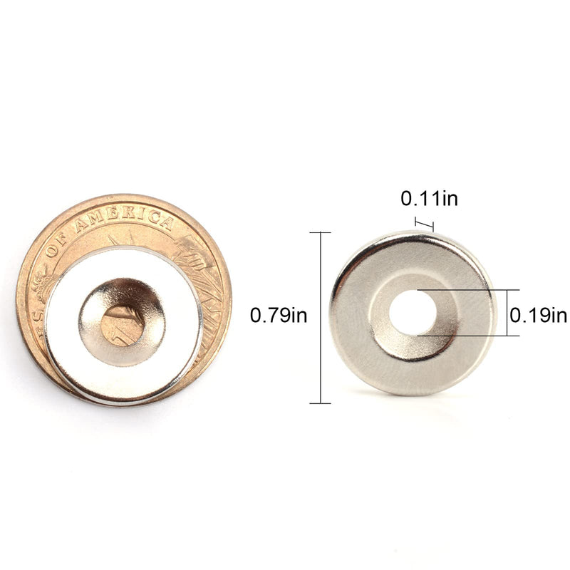 MIN CI Strong Rare Earth Magnets Heavy Duty, 20 Pcs Small Ring Neodymium Magnet, Round Magnets Use with Screws, for Crafts DIY Science Lockers Workshop Warehouse Door School Garage (20 x 3 Hole 5mm) 20 x 3mm with 5mm Hole-20P