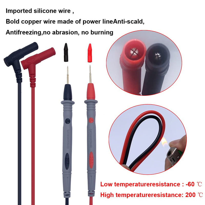 MOGAOPI Multimeter Test Leads Set, Professional Leads Kit, Precision Sharp Probe Test Lead 1000V 20A Gold-Plated Probe Leads with Alligator Clips, Test Hooks, Test Probes Lead, Test Tweezer.