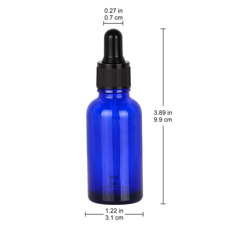 StonyLab 30ml (1 oz) 6-Pack, Cobalt Glass Dropper Bottle, Blue Empty Glass Bottle with Glass Dropper, Inner Plug and Label for Essential Oils Aromatherapy Fragrances 6 Pack