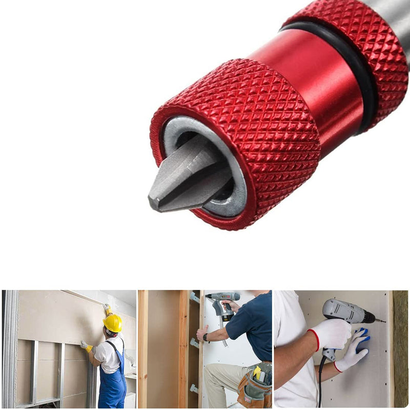SeonFook 2 PCS Magnetic Bit Holder with Phillips PH2 Screwdriver Bits, 1/4 Inch Hex Shank Driver Bits Adjustable Depth Screw Holder Drywall Screw Bits Setter Dimpler [60mm]