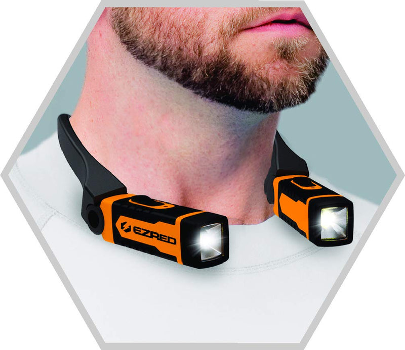 EZRED NK15-OR ANYWEAR Rechargeable Neck Light for Hands-Free Lighting, Orange