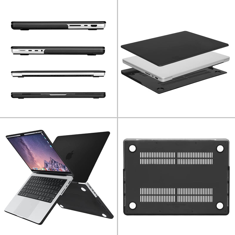 MOSISO Compatible with MacBook Pro 14 inch Case 2021 Release A2442 M1, Vertical Sleeve Bag&Plastic Hard Shell&Keyboard Skin&Screen Protector&Storage Bag,Space Gray&Black