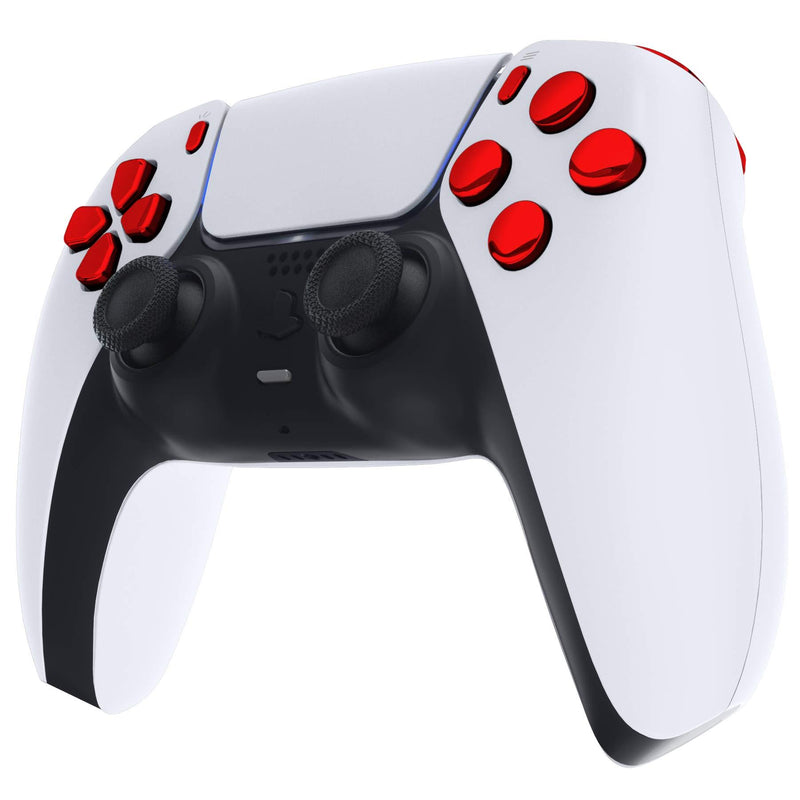 eXtremeRate Replacement D-pad R1 L1 R2 L2 Triggers Share Options Face Buttons for PS5 Controller, Chrome Red Full Set Buttons Repair Kits for Playstation 5 Controller - Controller NOT Included