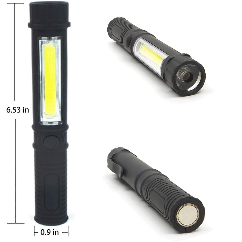 COB LED Work Flashlight with Magnetic Base and Clip Multi-Function Pocket Pen Light Inspection Work Light, 4 PCS Led Work Light 4pk