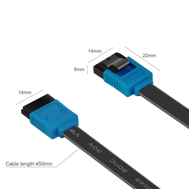 BENFEI SATA Cable III, 12 Pack SATA Cable III 6Gbps Straight HDD SDD Data Cable with Locking Latch 18 Inch Compatible for SATA HDD, SSD, CD Driver, CD Writer