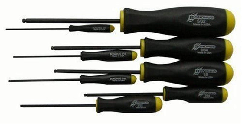 Bondhus 74632 Set of 8 Balldriver Screwdrivers with ProHold Tip, ProGuard Finish, sizes .050-5/32-Inch