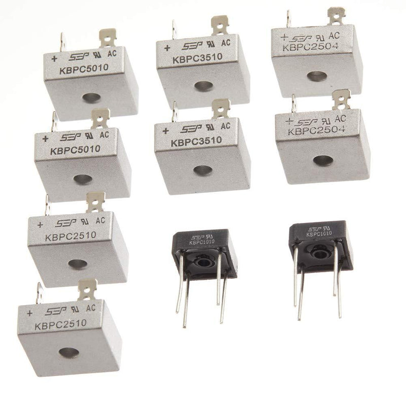 Bridgold 10pcs KBPCseries Bridge Rectifier Diode,Single Phase,Full Wave Electronic Silicon Diodes,Inculding:KBPC1010 KBPC2504 KBPC2510 KBPC3510 KBPC5010.
