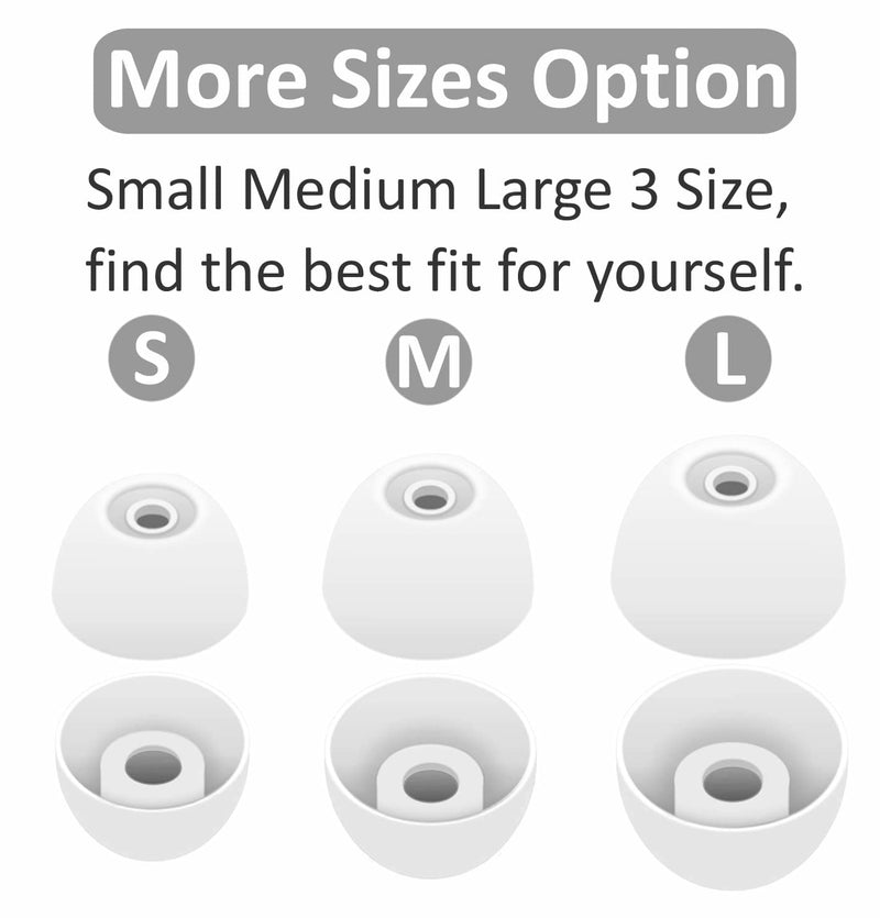 6 Pairs Galaxy Buds 2 / Plus Ear Tips Earbuds, S/M/L Mixed Size Silicone Rubber Eartips Wing Gel Fit in Case Skin Accessories with Storage Box Compatible with Samsung Galaxy Buds 2 / Plus - White