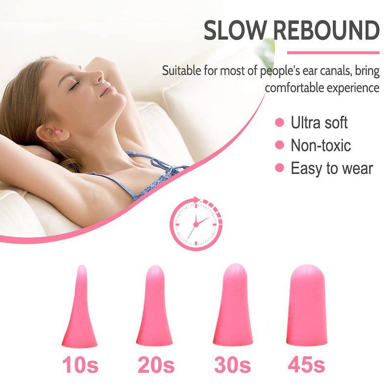 LYSIAN Pink Color Ultra Soft Foam Earplugs 60 Pairs with Reusable Silicone Earplug, 38dB SNR Ear Plugs, Sleeping, Snoring, Shooting, Travel and All Loud Events