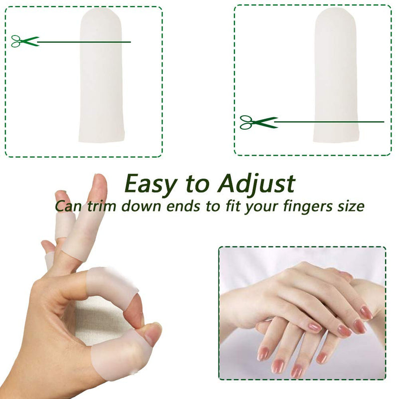 Gel Finger Protectors Finger Caps Silicone Fingertips Protection - Finger Cots Great for Trigger Finger, Finger Arthritis, Finger Cracking and Other Finger Pain Relief (Small) Small (Pack of 10)