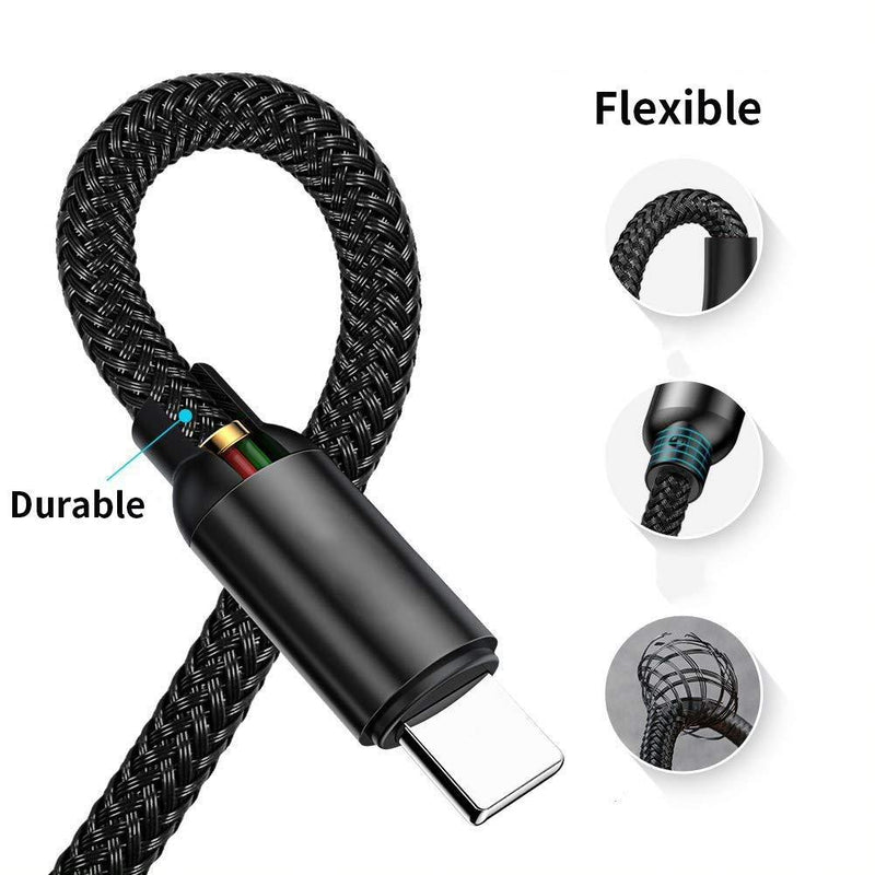 Sisyphy Nylon Braided Surface Connect to USB-C Charging Cable Compatible for Microsoft Surface Pro7 Go2 Pro6 5/4/3 Laptop1/2/3 & Surface Book, Works with 45W 15V3A USBC Charger (Black, 6ft)