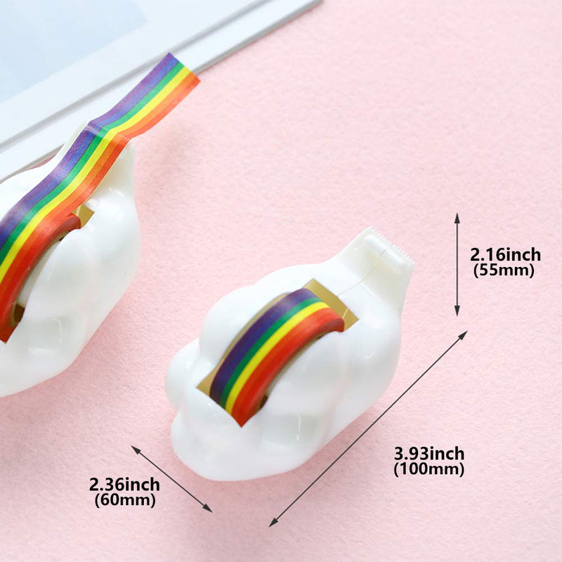 Lind Kitchen 1-Pack Creative Cloud Tape Dispenser with Rainbow Masking Tape,Decorative Cartoon Plastic Tape Holder Cutting Tape for Home Office School Stationery Supplies