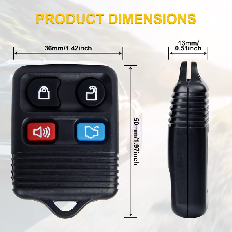 Pilida Keyless Entry Remote Clicker Control Replacement for Ford Escape Focus Fusion Mustang Taurus Explorer| Lincoln| Mercury| 4 Button Car Key Fob CWTWB1U345 Pack of 2 Key Fobs