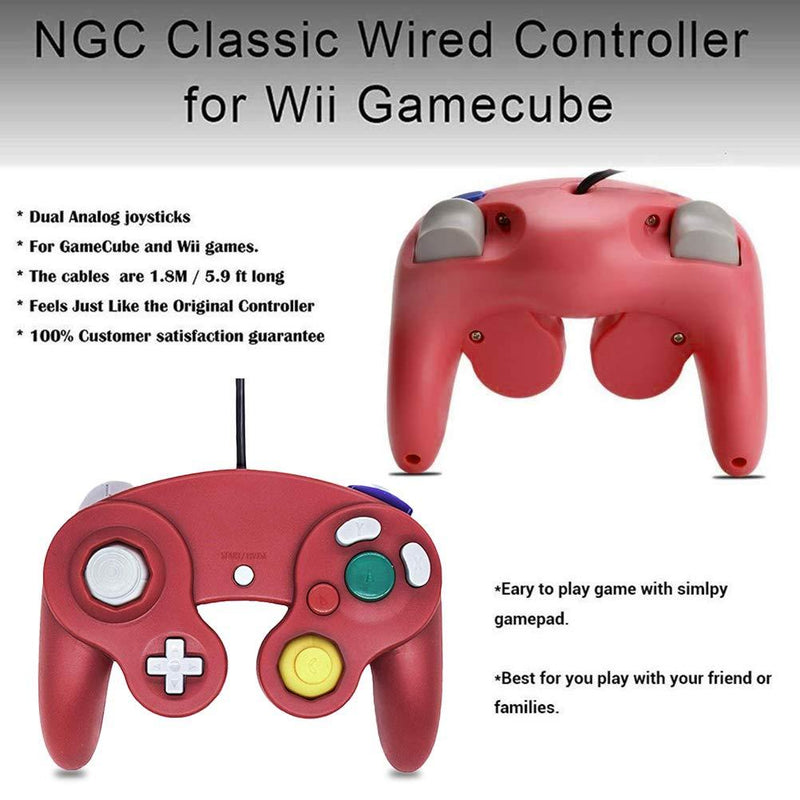 Gamecube Controller, Classic Wired Controller for Wii Nintendo Gamecube (Blue & Red-2Pack) Blue & Red