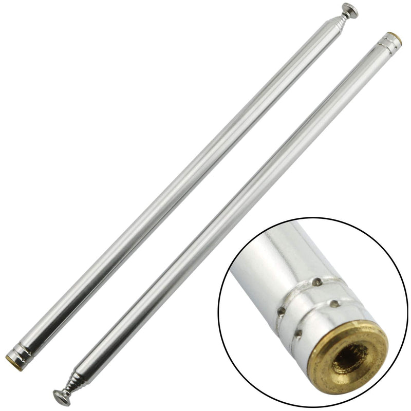 RuiLing 2-Pack M3 Female Thread 7 Section AM FM Radio Universal Antenna for Radio TV Electric Toys, Telescopic Replacement Antenna Aerial, Stainless Steel Material, Stretched Length 96cm 37.7 Inch M3 Female Thread-96CM