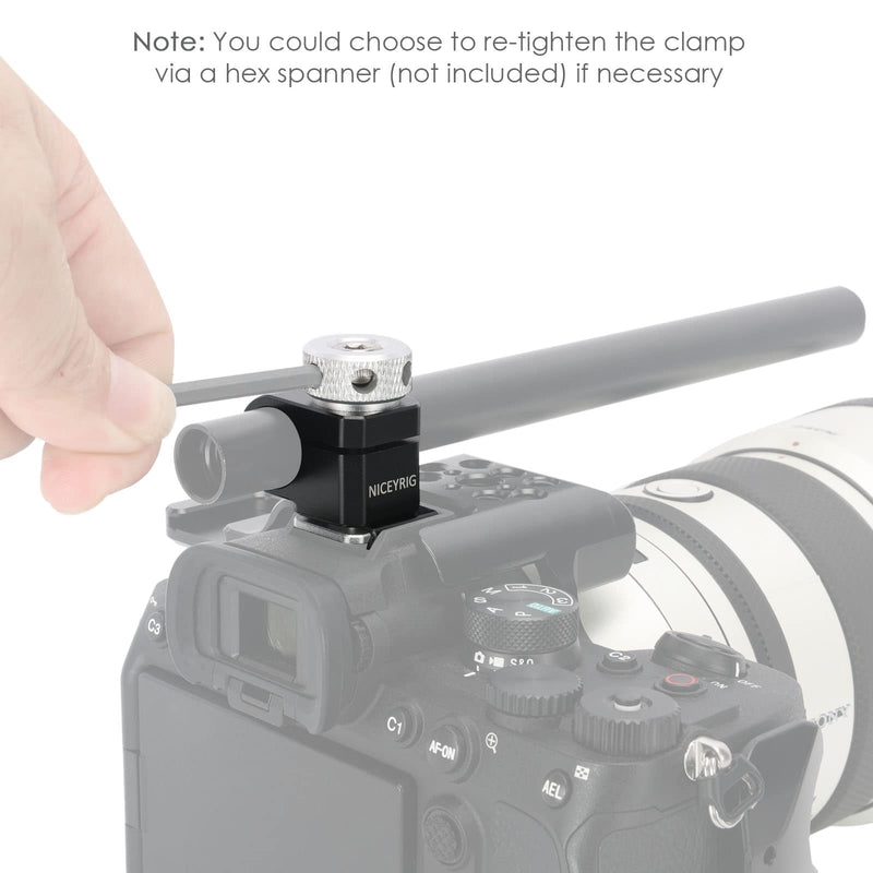 NICEYRIG 15mm Single Rod Holder Camera Hot Shoe Mount 15mm Rod Rail Support for Follow Focus, EVF Mount - 478