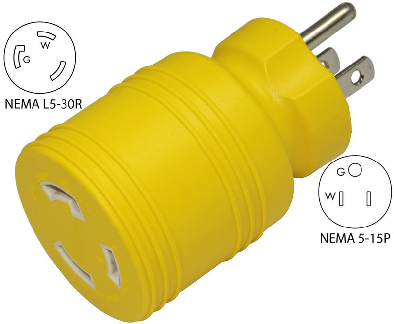 Conntek 30222-YW 15A to L5-30R Plug Adapter Yellow