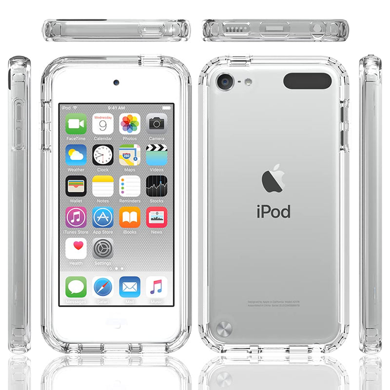 COTDINFOR Cover for iPod Touch 7 Case Clear Crystal Non Yellowing Heavy Duty Soft TPU Dual Layer Bumper Rugged Full-Body Protective Shockproof Clear Case for iPod Touch 7 / Touch 6 / Touch 5 Clear