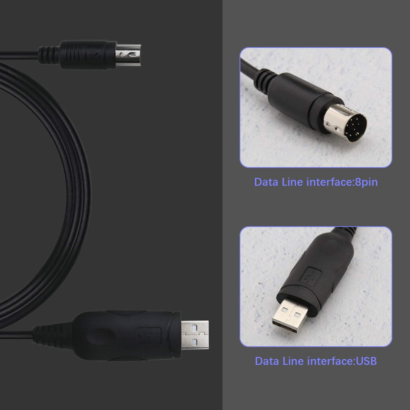 Micro Traders Compatible with FT 857 857D FT100 817 817D VX 1700 Radio Walkie Talkie 1.8M USB to 8 Pins CT-62 CAT Programming Cable and CD