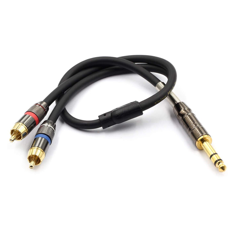 TISINO 1/4 to RCA Cable, Quarter inch TRS to RCA Audio Cable 6.35mm Stereo Jack to Dual RCA Insert Cable Y Splitter Cabl - 5 feet/1.5 Meters