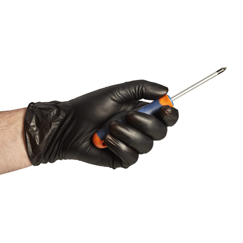 Spontex Extra Black disposable gloves made of vinyl, powder-free and latex-free, versatile, in a practical dispenser box, size L, pack of 100, black