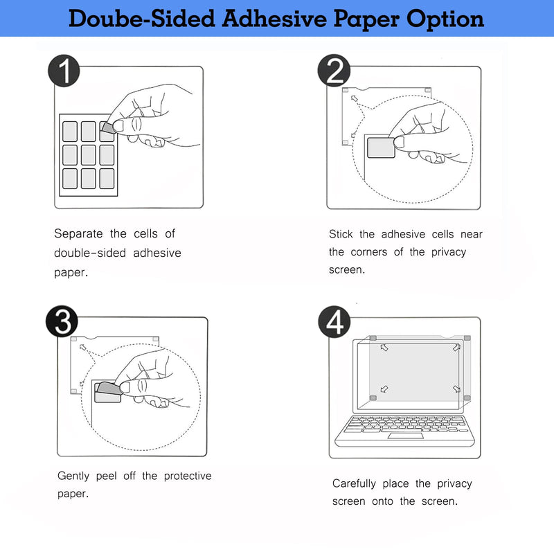 ACONETMAX Privacy Screen Filter Adhesive Strips,Slide Mount Tabs and Double-Sided Tape for Computer Monitors and Laptops - Replacement Kits Adhesive Strips and Slide Mount Tabs