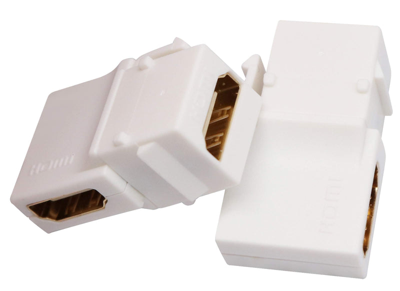 AAOTOKK 90 Degree HDMI Keystone Adapter Gold Plated 90 Degree HDMI Female to Female Keystone Jack Insert 3D 4K 60HZ Coupler Adapter for Wall Plate (White/2 Pack) 2 pack 90 Degree White