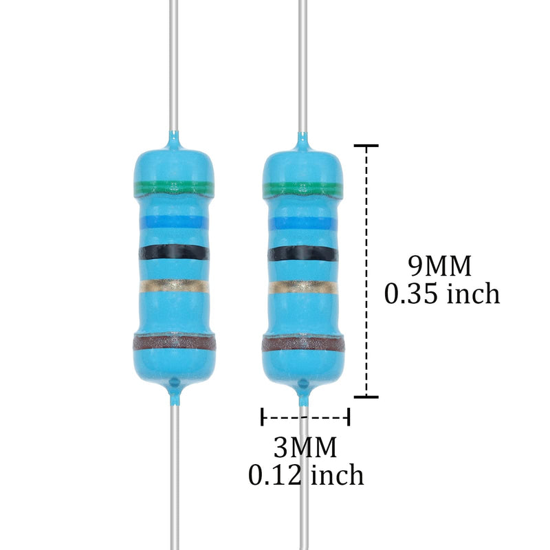 AUKENIEN 1/2W Resistor Assortment 40 Values 400 Pieces Metal Film Resistors 1 to 1M Ohm Resistance Electronic Resistor Kit RoHS Compliant with ± 1% Tolerance 1/2W ±1%
