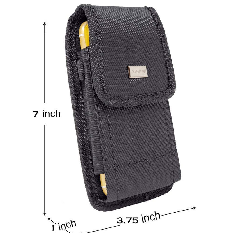 AISCELL Metal Clip Tactical Holster ,Rugged Nylon Pouch Belt Case for Iphone 12 Pro Max,11, 11 Pro Max, Xs Max, Xr, 8 Plus ,7 Plus, 6S 6 Plus with Hybrid Armor Protective Cover ,Waterproof Case ,Battery Case on