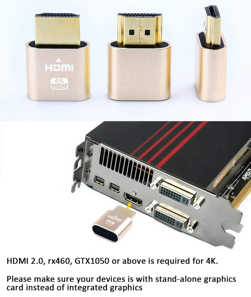 DTECH HDMI Dummy Plug 4K Display Emulator Compatible with Windows Mac OSX Linux (fit-Headless, 3 Pack)