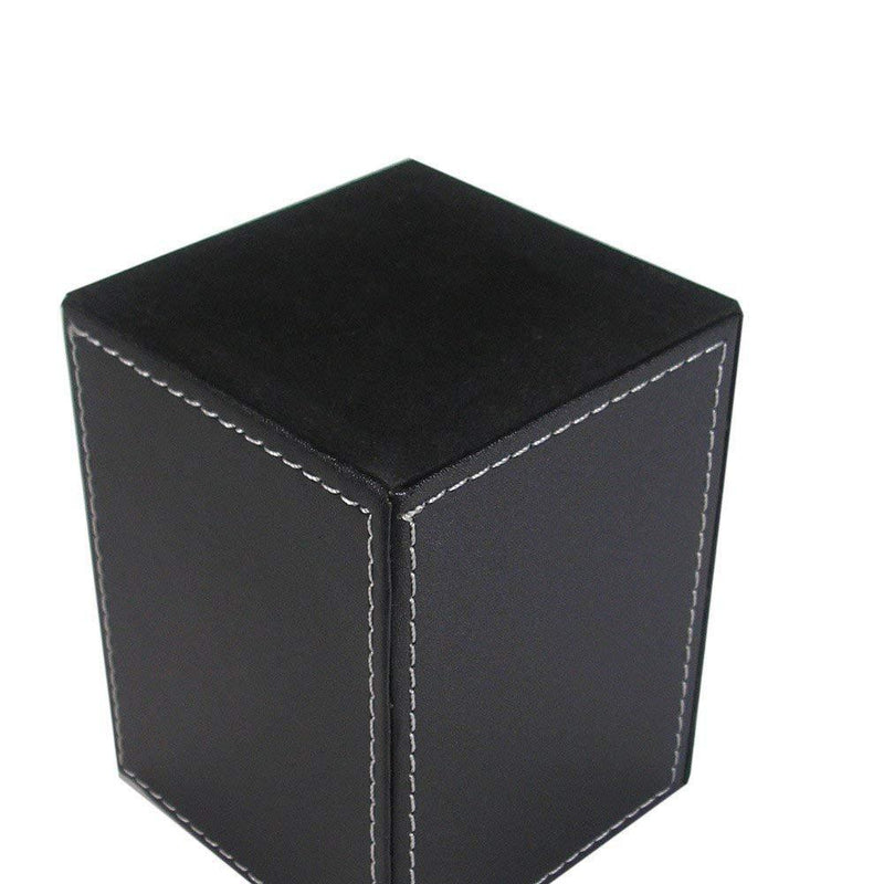 KINGFOM PU Leather Square Pens Pencils Holder Cup Desktop Stationery Organizer Case Office Accessories Container Box (black) Black-S